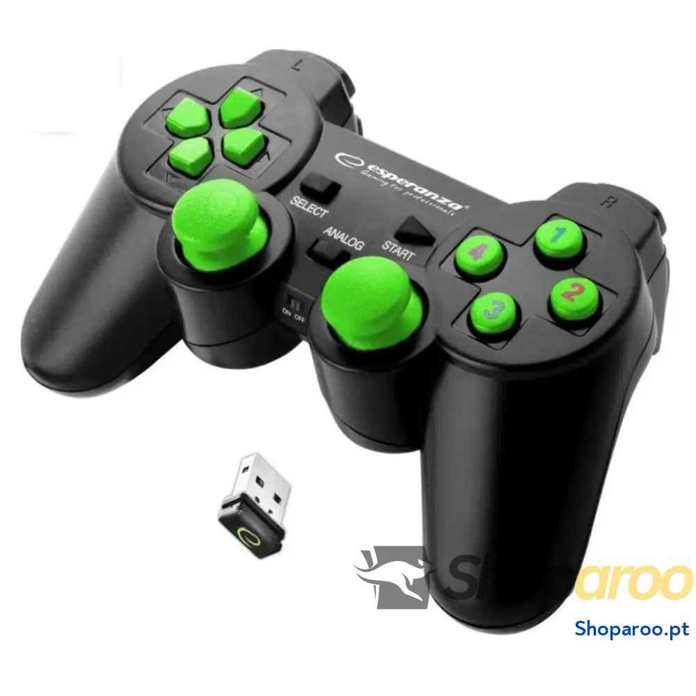 Controlo remoto sem fios para videojogos Esperanza Gladiator GX600 USB 2.0 Preto Verde PC PlayStation 3