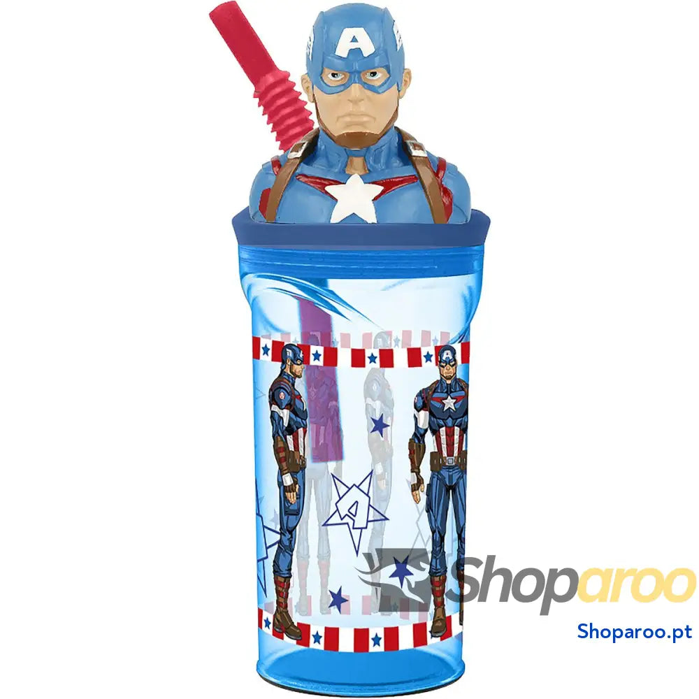 Copo com Palhinha Capitán América CZ11331 3D