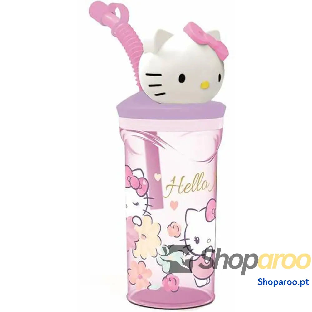 Copo com Palhinha Hello Kitty 360 ml 3D