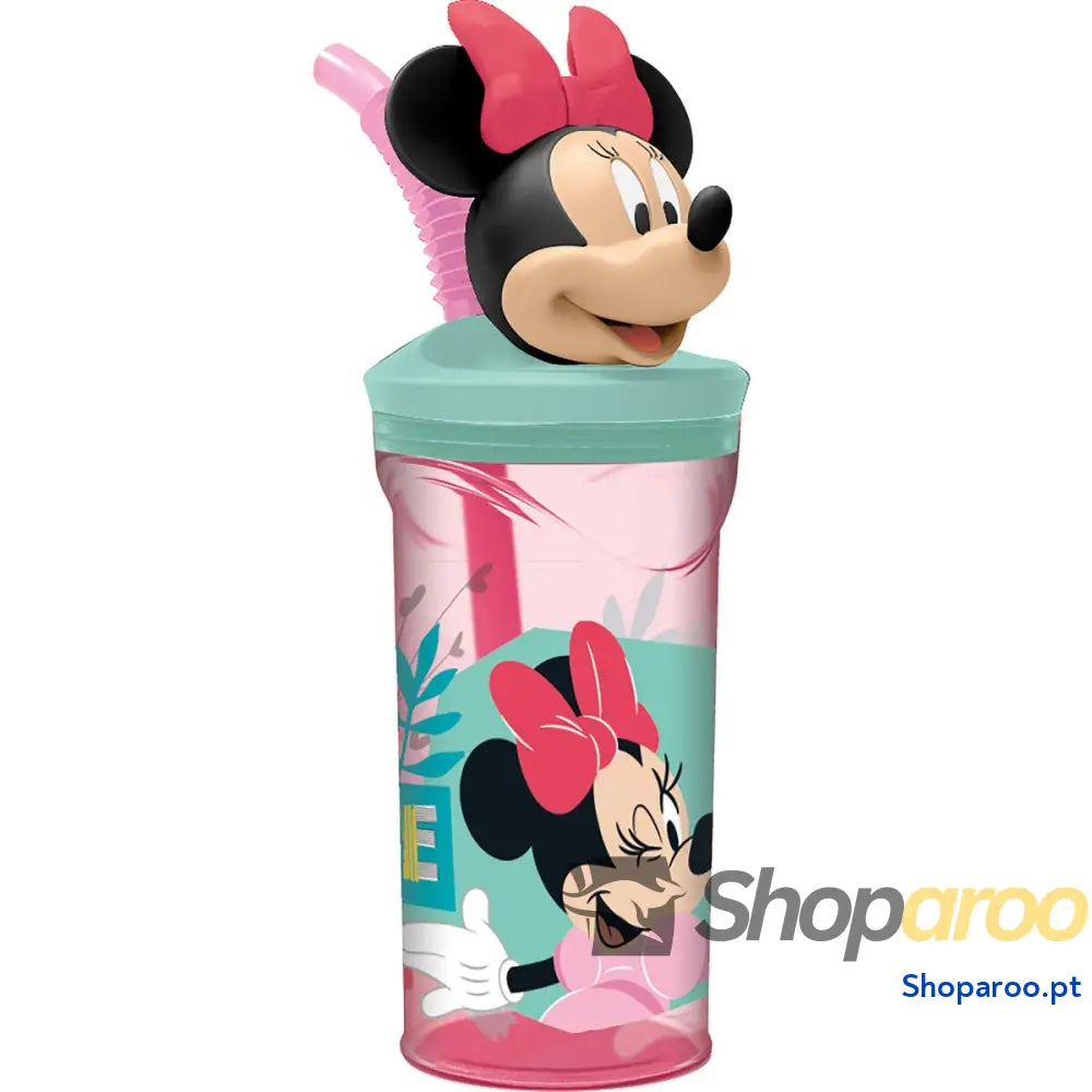 Copo com Palhinha Minnie Mouse CZ11337 3D Cor de Rosa