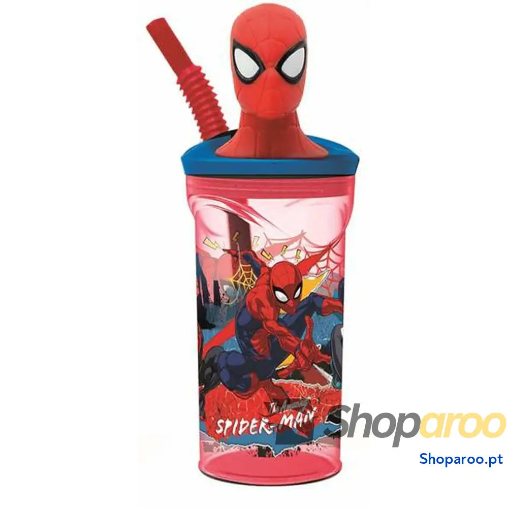 Copo com Palhinha Spider-Man Moving Target 360 ml 3D