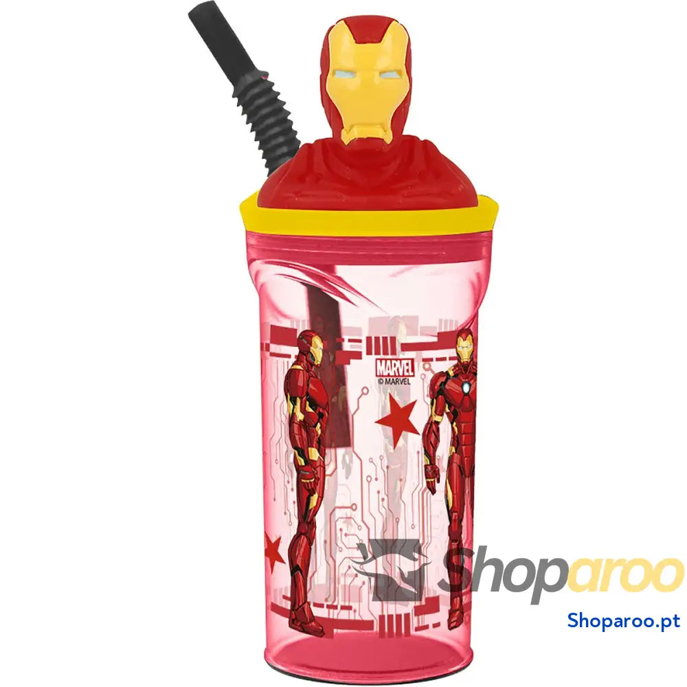 Copo com Palhinha The Avengers Iron Man Vermelho 3D