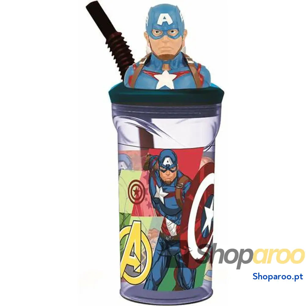 Copo com Palhinha The Avengers Seven Wonders Captain America 360 ml