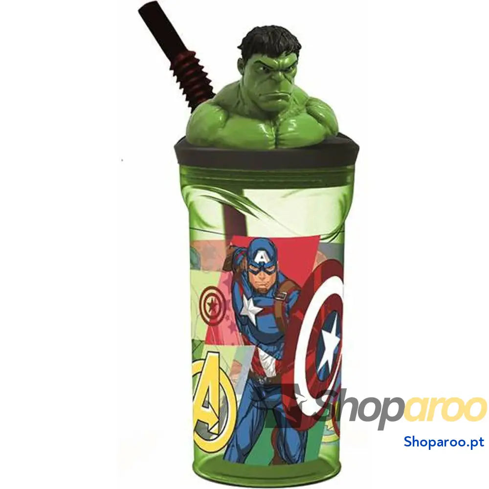 Copo com Palhinha The Avengers Seven Wonders Hulk 360 ml
