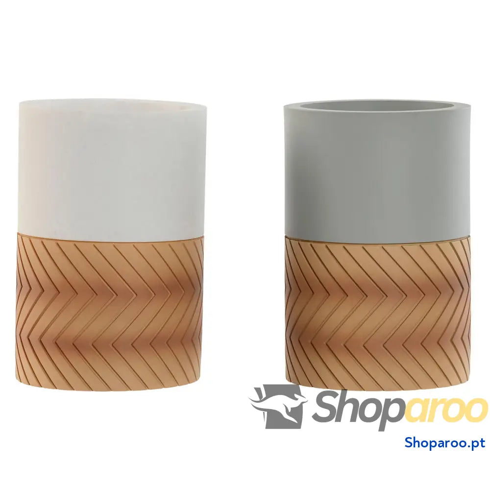 Copo Home ESPRIT Branco Cinzento Natural Resina 7 x 10,5 cm (2 Unidades)