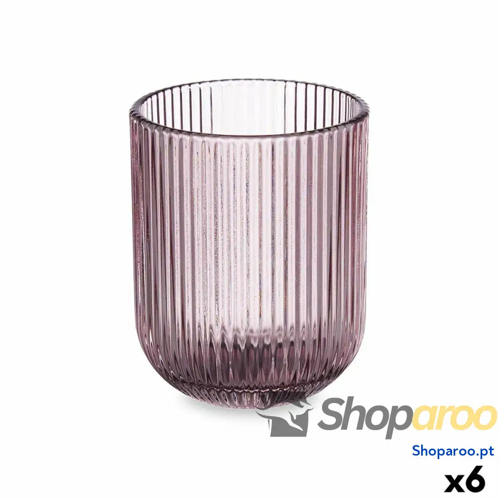 Copo Riscas Cor de Rosa Cristal 270 ml (6 Unidades)