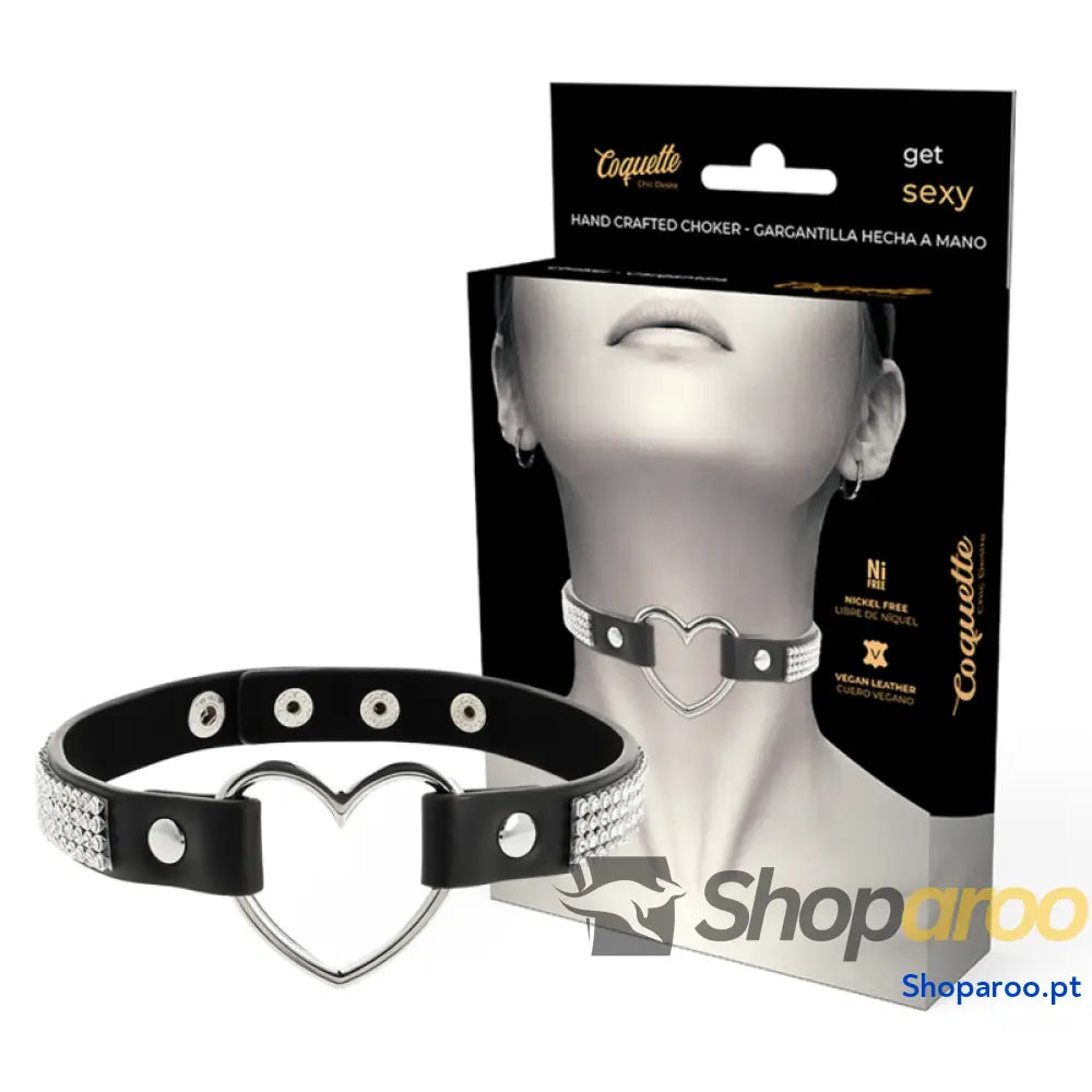 COQUETTE CHIC DESIRE - GARGANTILHA DE COURO VEGANO COM CORAO