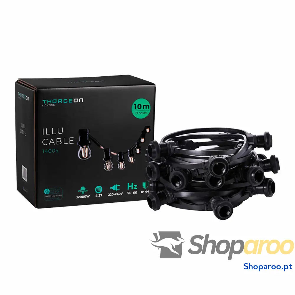 Corda de luz Thorgeon Preto 2000 W 10 m 10