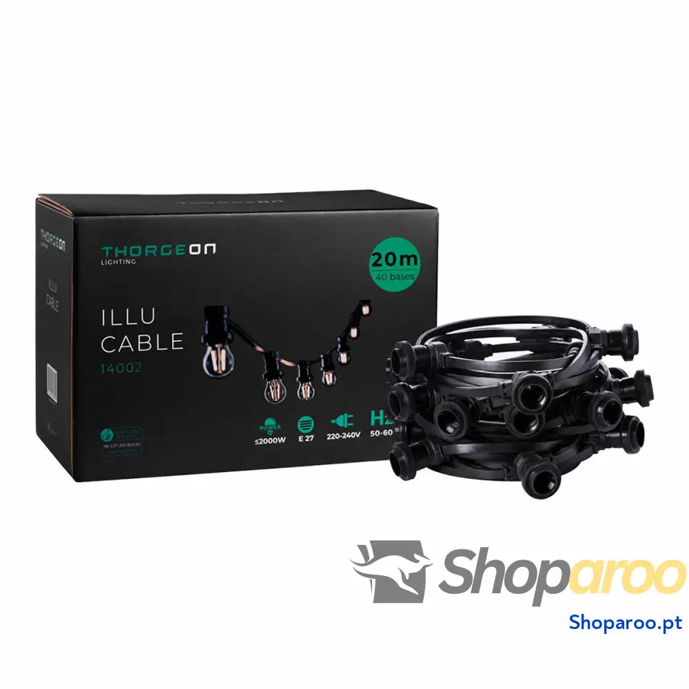 Corda de luz Thorgeon Preto 2000 W 20 m 40