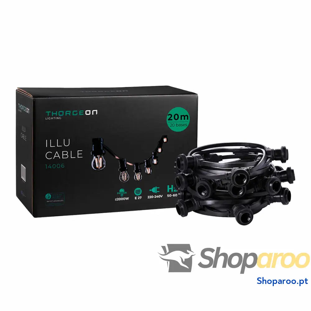 Corda de luz Thorgeon Preto 2000 W 20 m 20