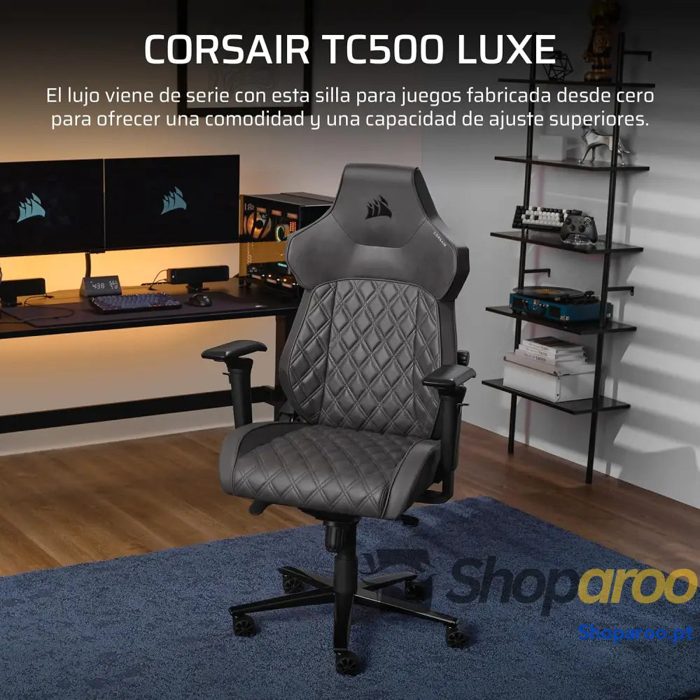 Corsair TC500 Luxe Cadeira para jogos tecido respirável premium assentos largos apoios de braço ajustáveis em 5
