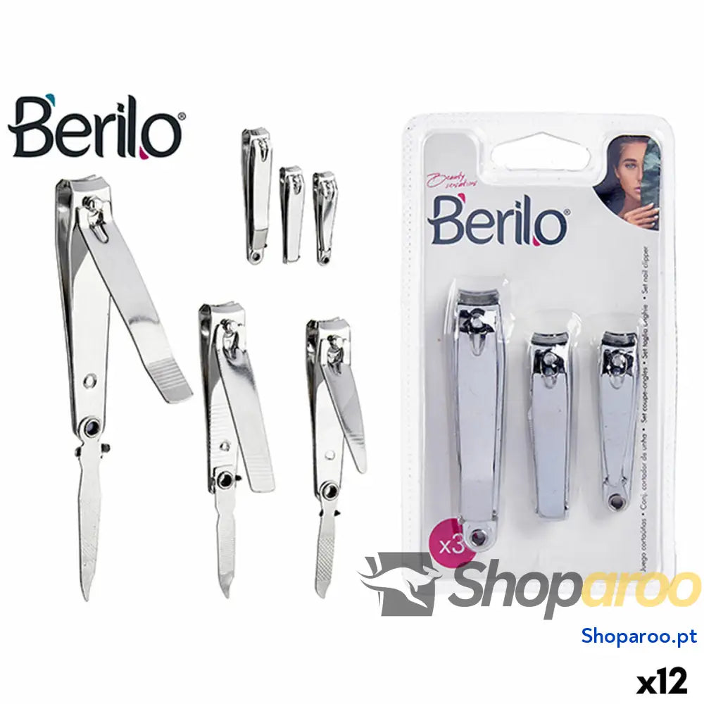 Corta-unhas Berilo 1703239 Prateado Metal (12 Unidades)
