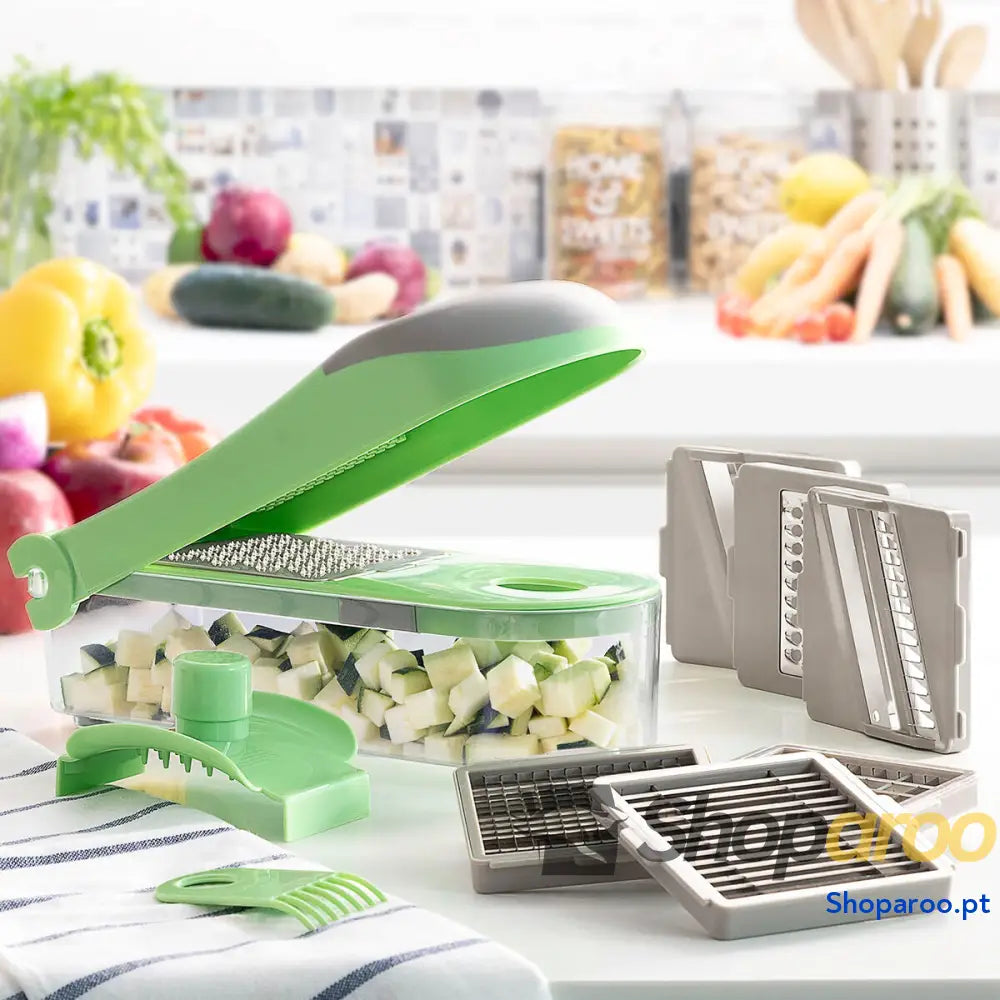 Cortador de Verduras, Ralador e Mandolina com Receitas e Acessórios 7 em 1 Choppie Expert InnovaGoods
