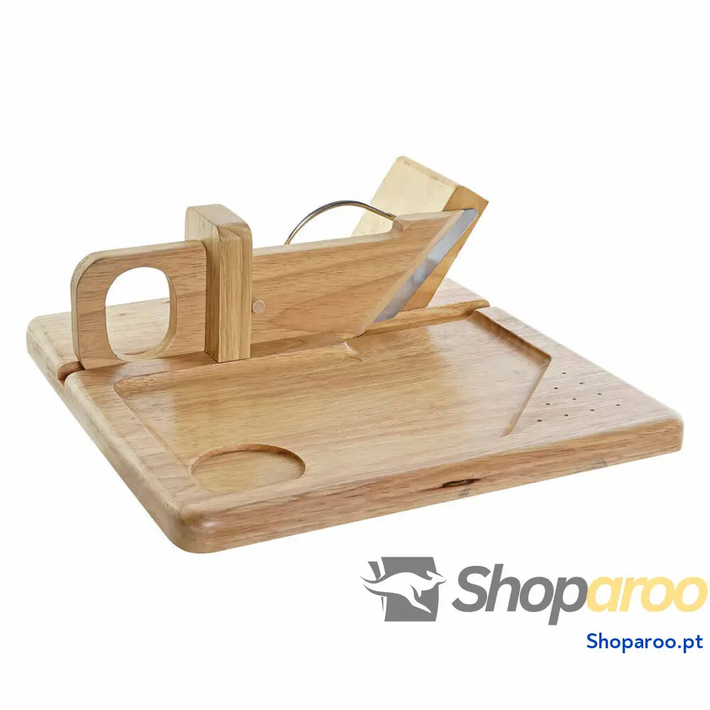 Cortador DKD Home Decor 29 x 29 x 10 cm Madeira da borracha Aço inoxidável