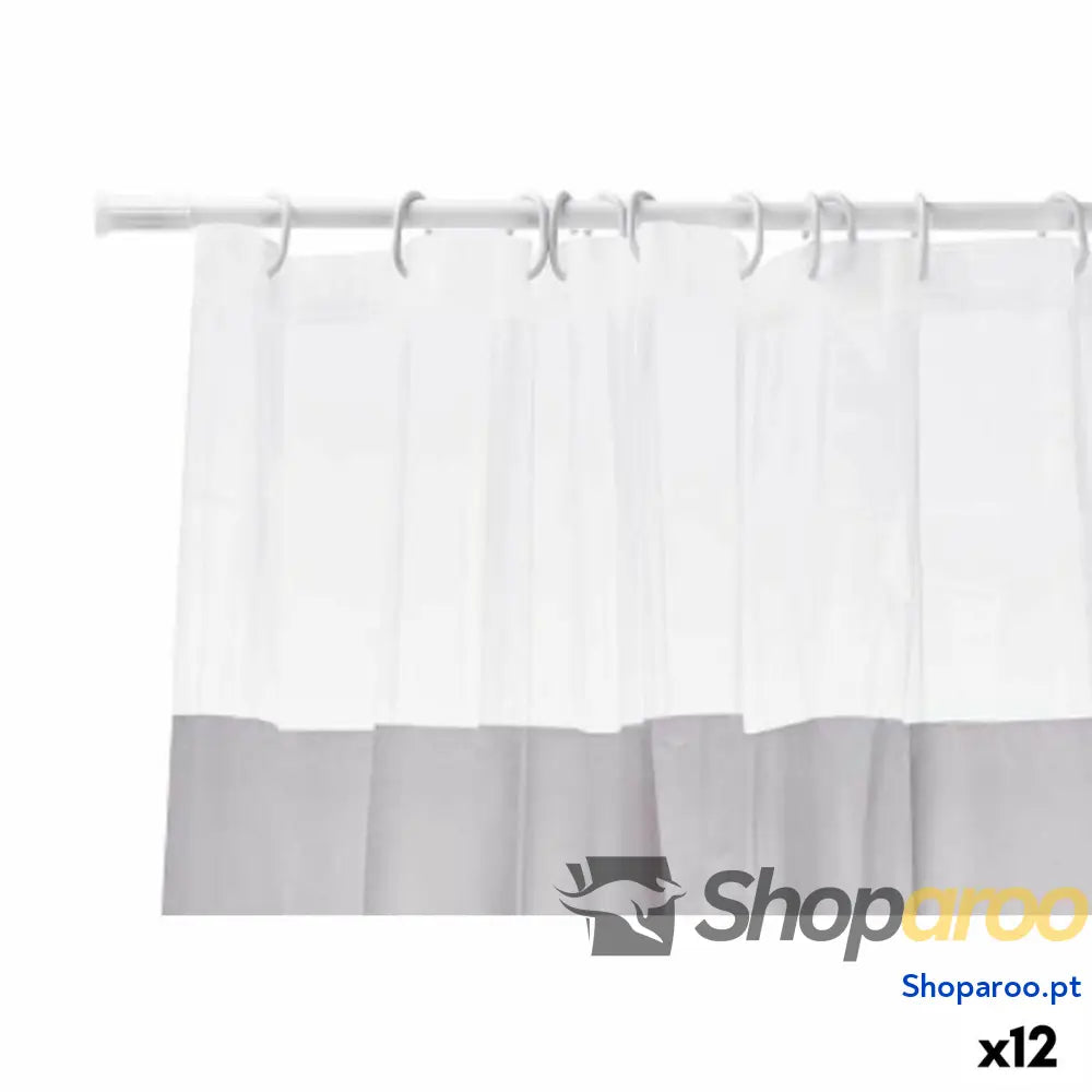 Cortina de Duche Berilo 214 Cinzento Transparente Plástico PEVA 180 x cm (12 Unidades)