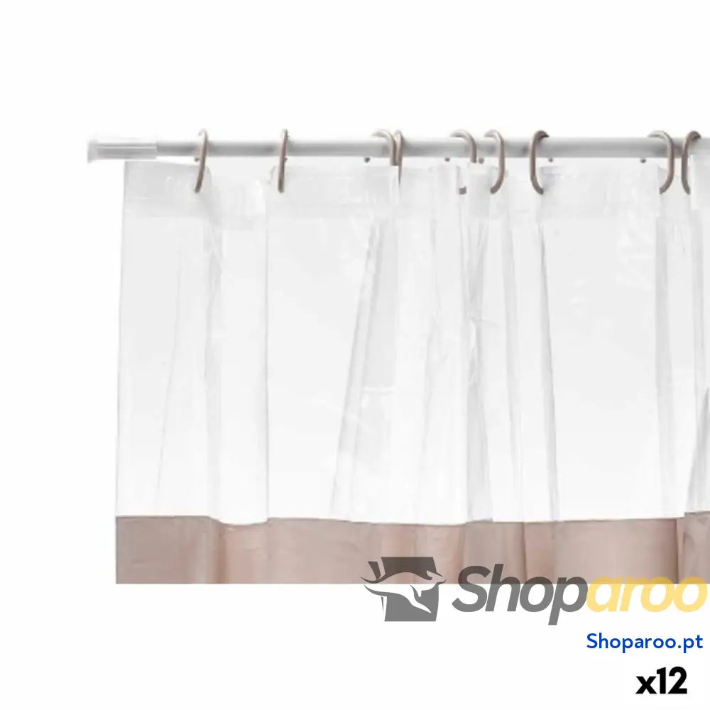 Cortina de Duche Berilo 215 Bege Transparente Plástico PEVA 180 x cm (12 Unidades)