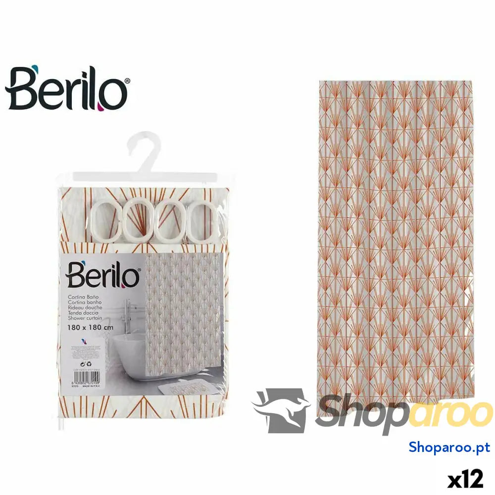 Cortina de Duche Berilo Art Nouveau Branco Bronze Plástico 180 x 0,008 cm (12 Unidades)