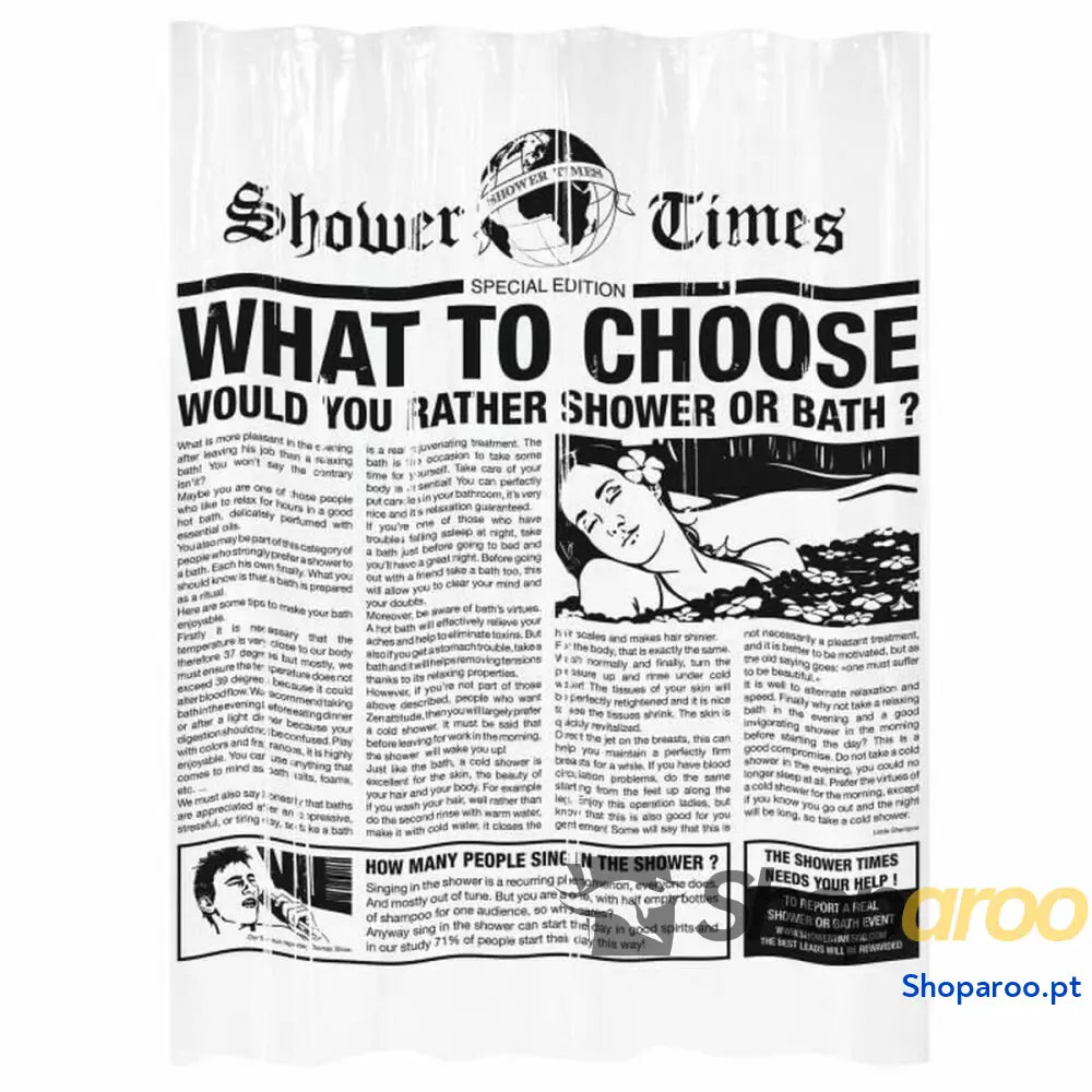 Cortina de Duche Gelco Gazette Preto PEVA 180 x 200 cm