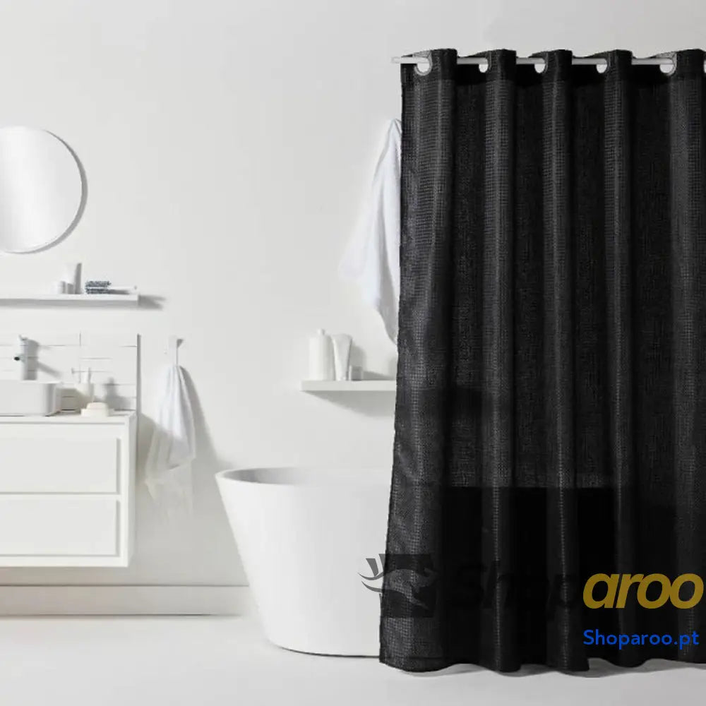 Cortina de Duche TODAY Preto Poliéster 180 x 200 cm (12 Unidades)