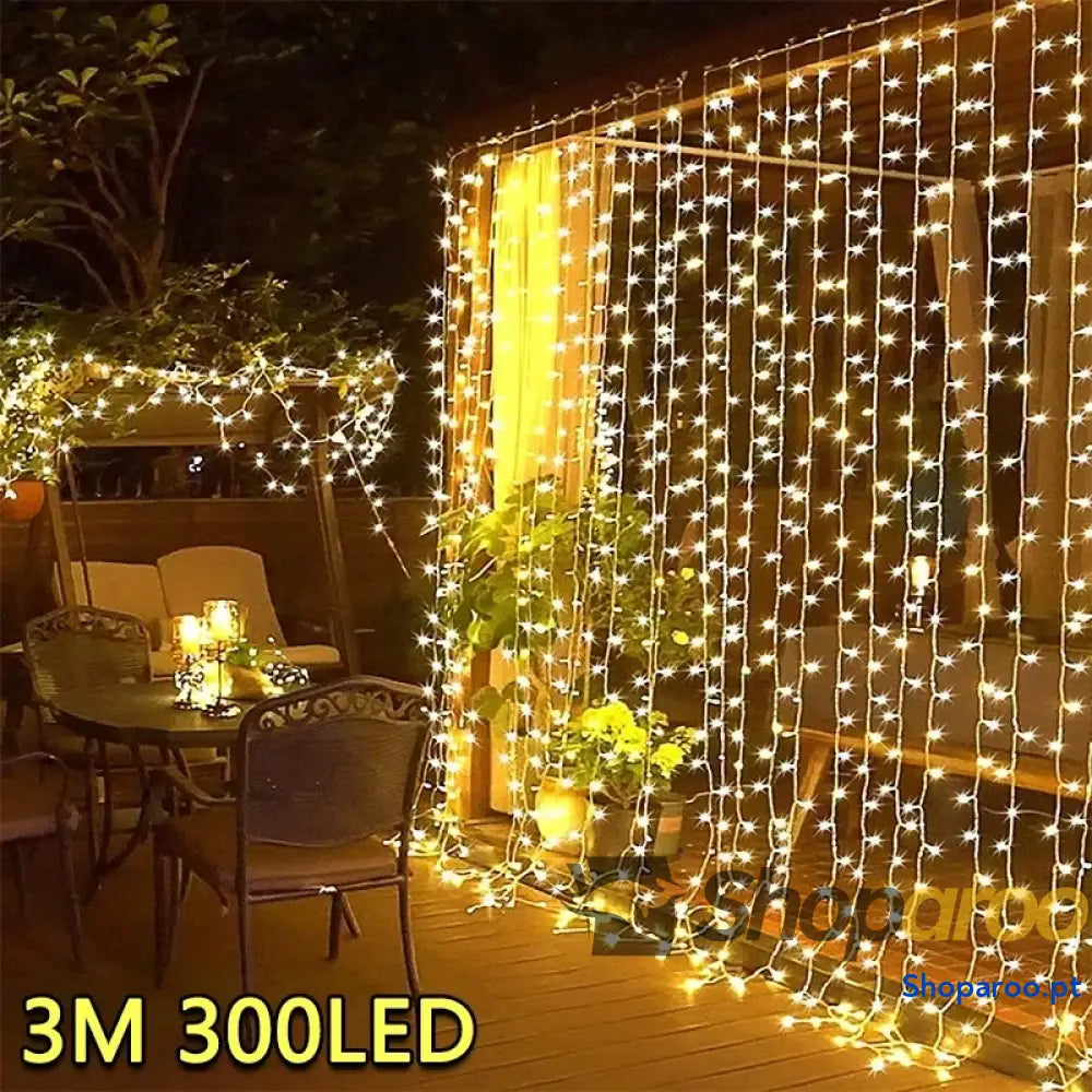 Cortina LED 3M para Natal e Decoração de Casa Jardim