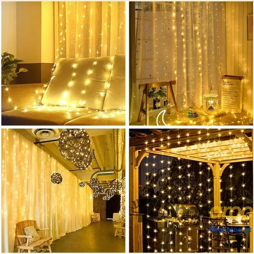 Cortina LED 3M para Natal e Decoração de Casa Jardim