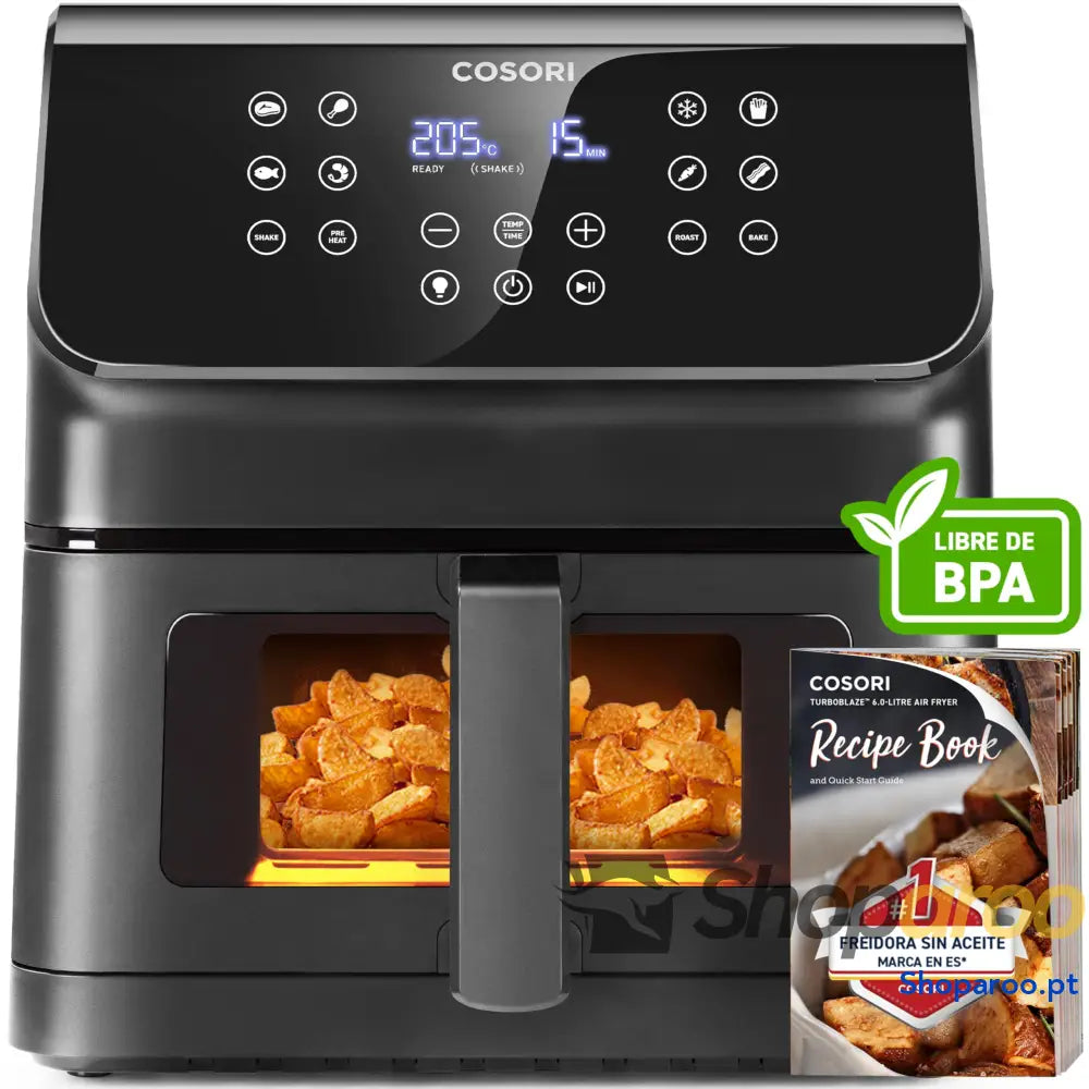 COSORI Fritadeira sem óleo 5,5 l preto branco e vermelho