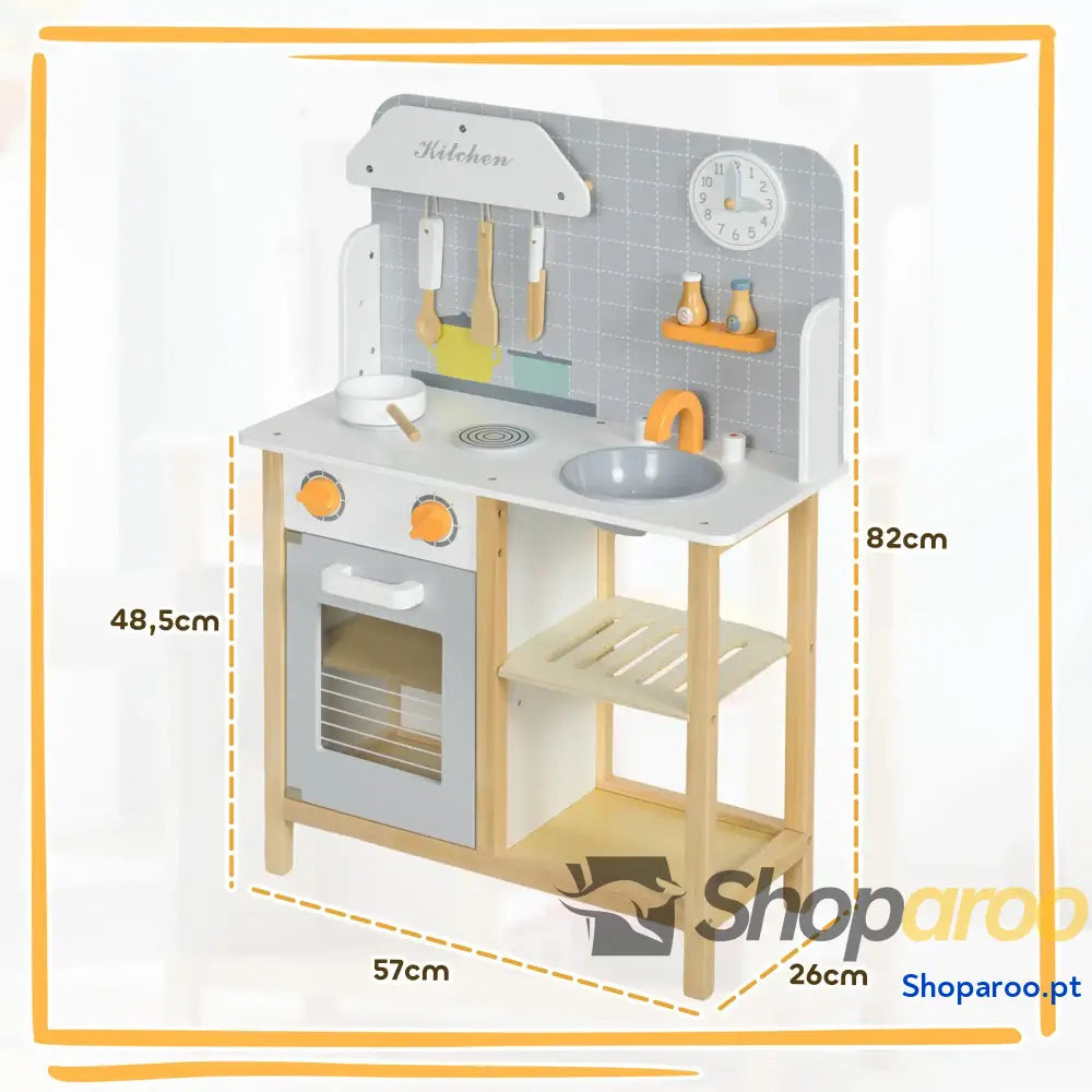 Cozinha de Brinquedo Infantil Madeira com Acessórios para Crianças