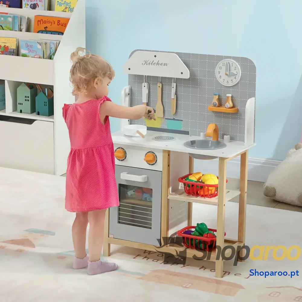 Cozinha de Brinquedo Infantil Madeira com Acessórios para Crianças