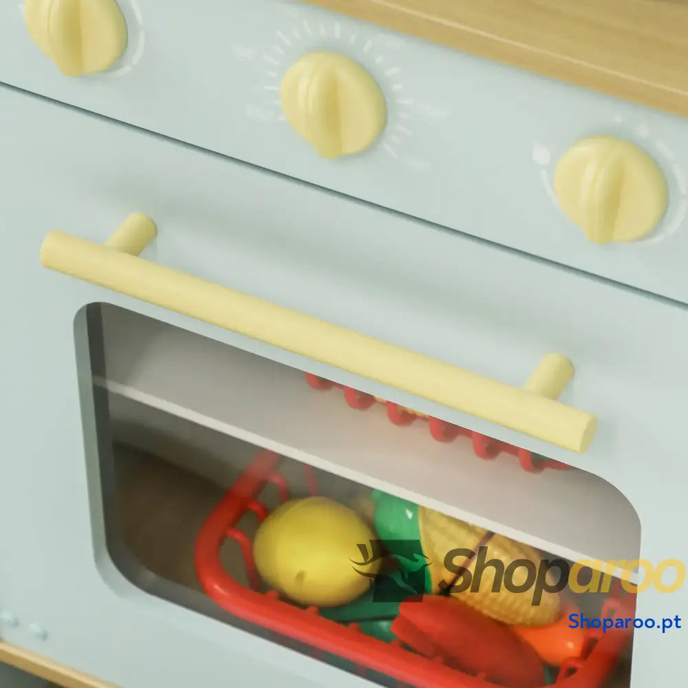 Cozinha de Madeira para Crianças Infantil com Acessórios Azul