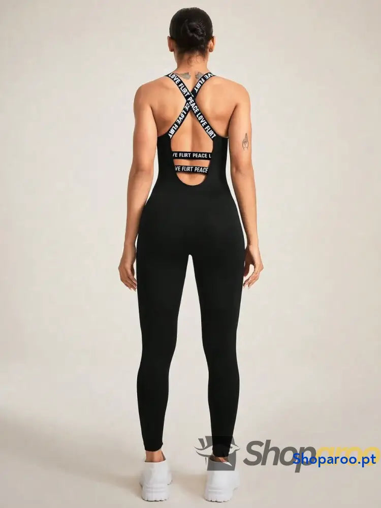 Crisscross Back Sleeveless Active Jumpsuit