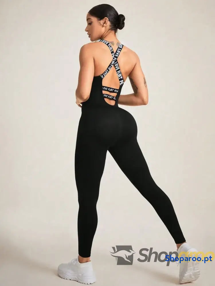 Crisscross Back Sleeveless Active Jumpsuit