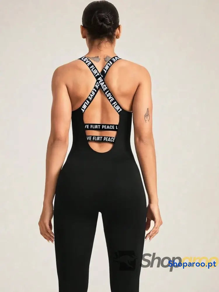 Crisscross Back Sleeveless Active Jumpsuit