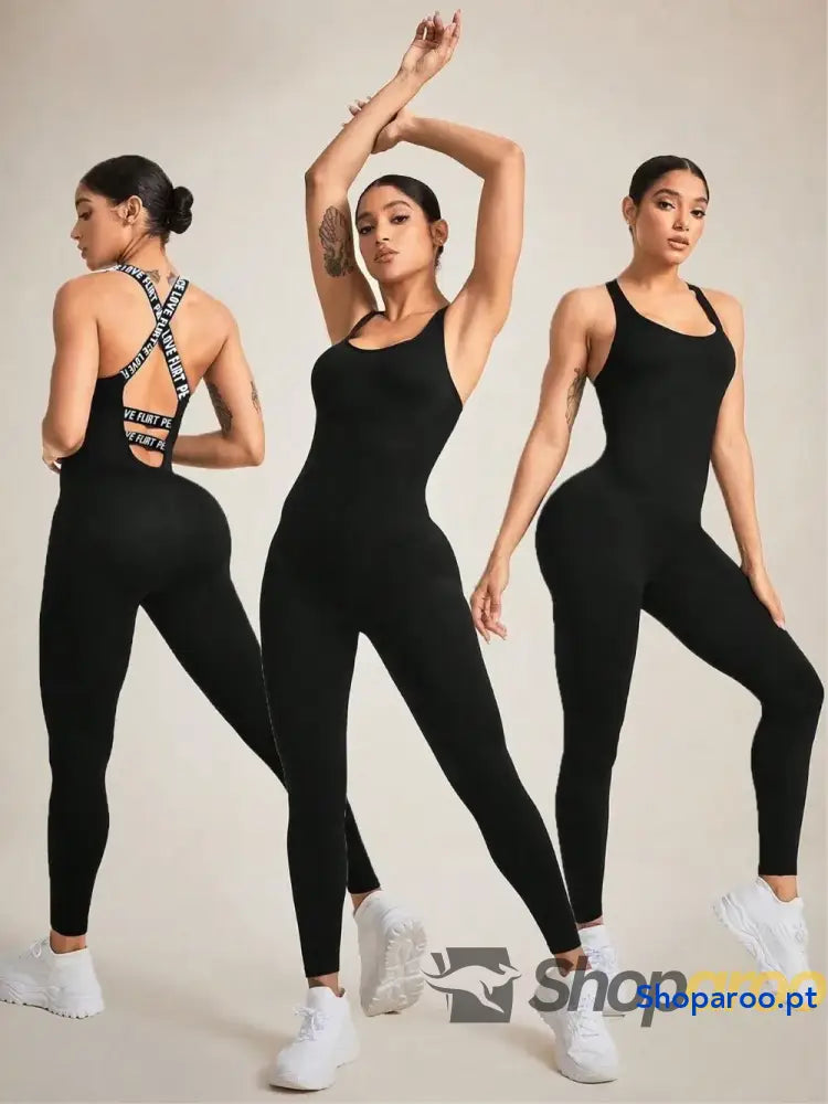 Crisscross Back Sleeveless Active Jumpsuit