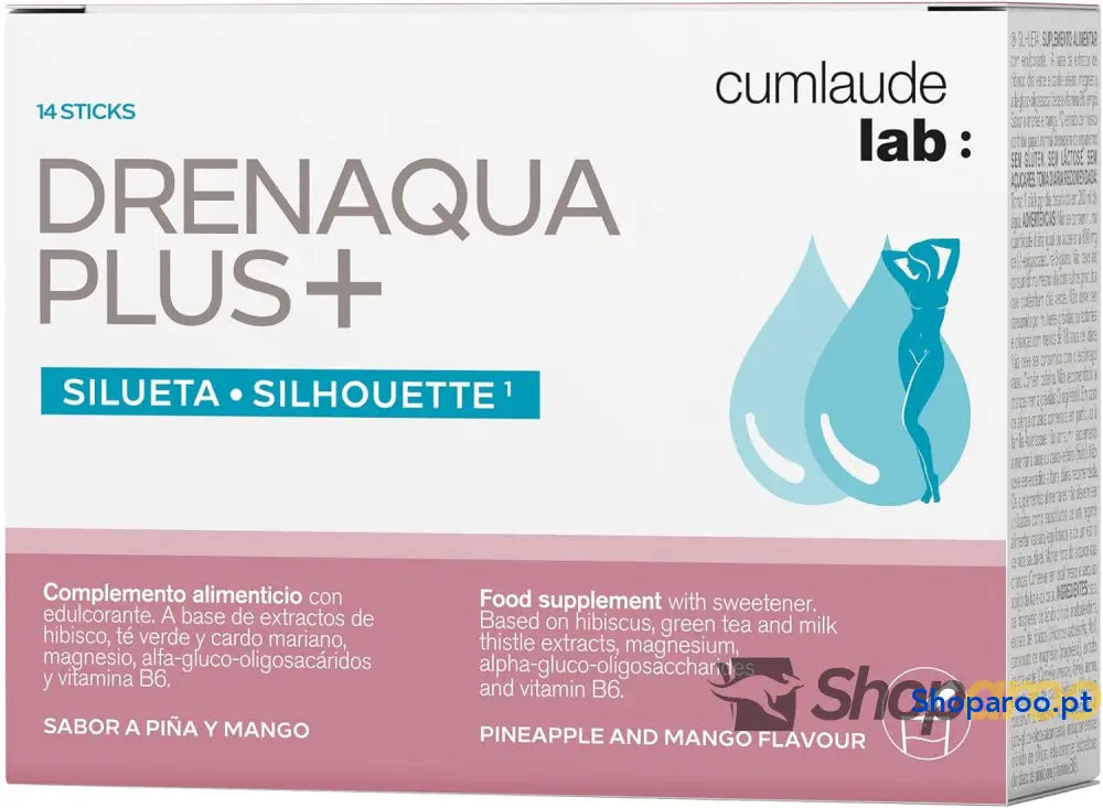 Cumlaude Lab Drenaqua Plus+ complemento alimentar ajuda à drenagem e retenção de líquidos com chá verde ibisco pré