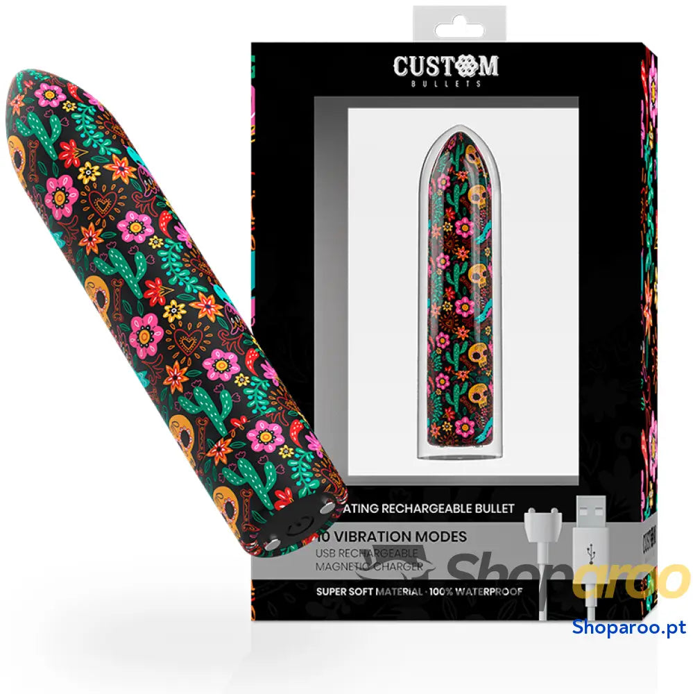 CUSTOM BULLETS BALAS PERSONALIZADAS FLORAIS RECARREGÁVEIS 10 INTENSIDADES