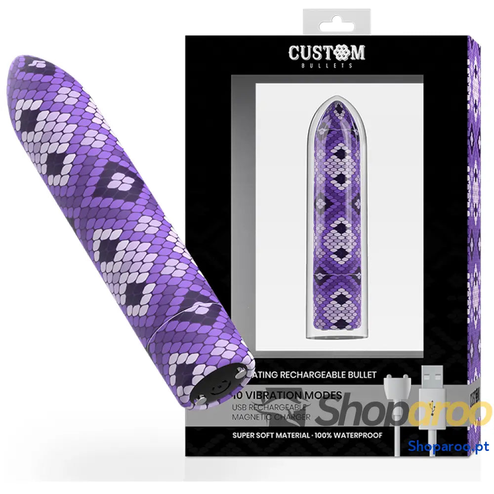 CUSTOM BULLETS RECHARGEABLE SNAKE PURPLE MAGNETIC BULLET 10V