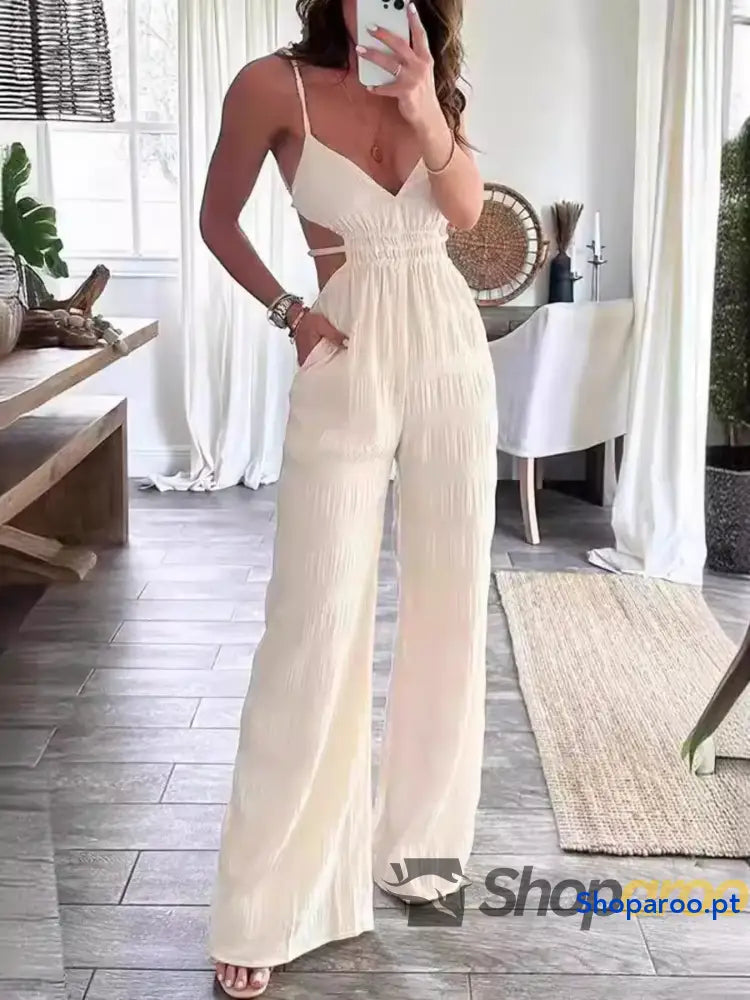 Cut-Out Wide Leg Jumpsuit