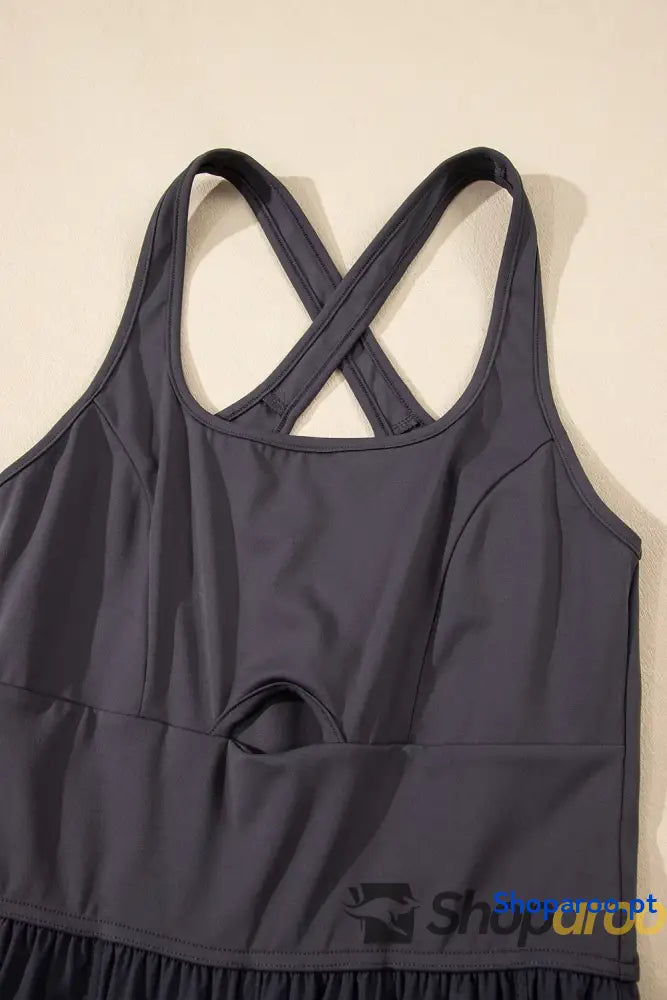 Cutout Square Neck Wide Strap Active Jumpsuit