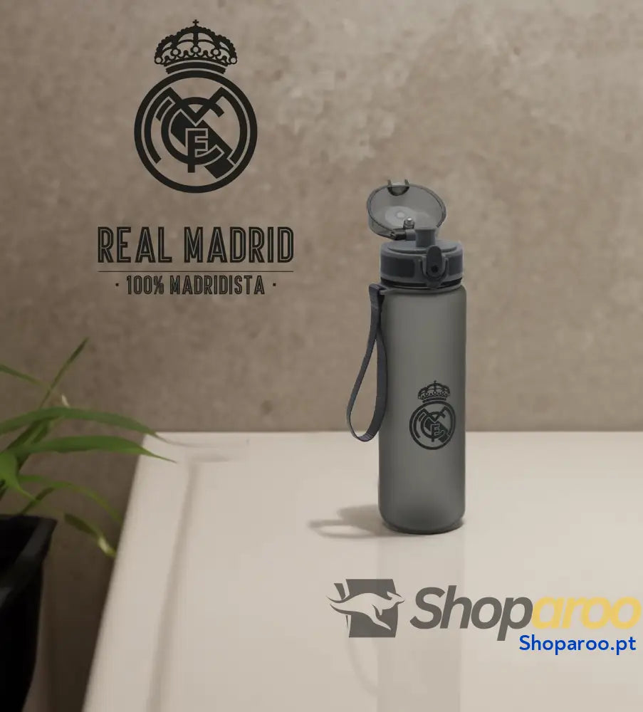 Real Madrid Botella de Agua Deportiva Bidón Cantimplora Color Negro Producto Oficial