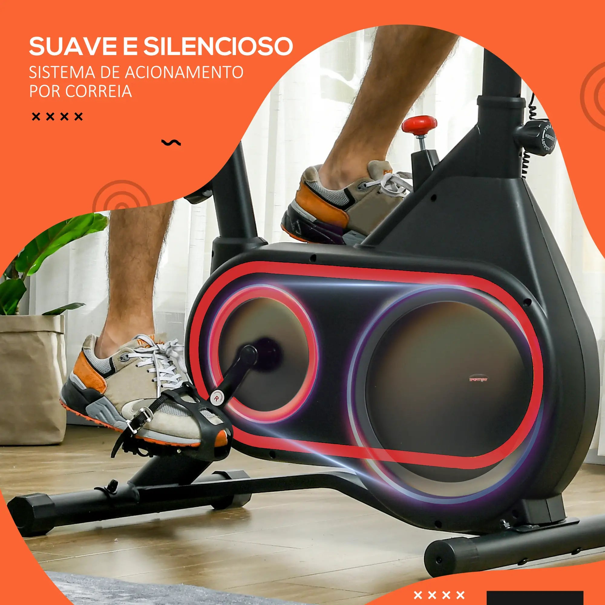 Bicicleta Estática Vermelha com Ecrã LCD e Resistência Ajustável
