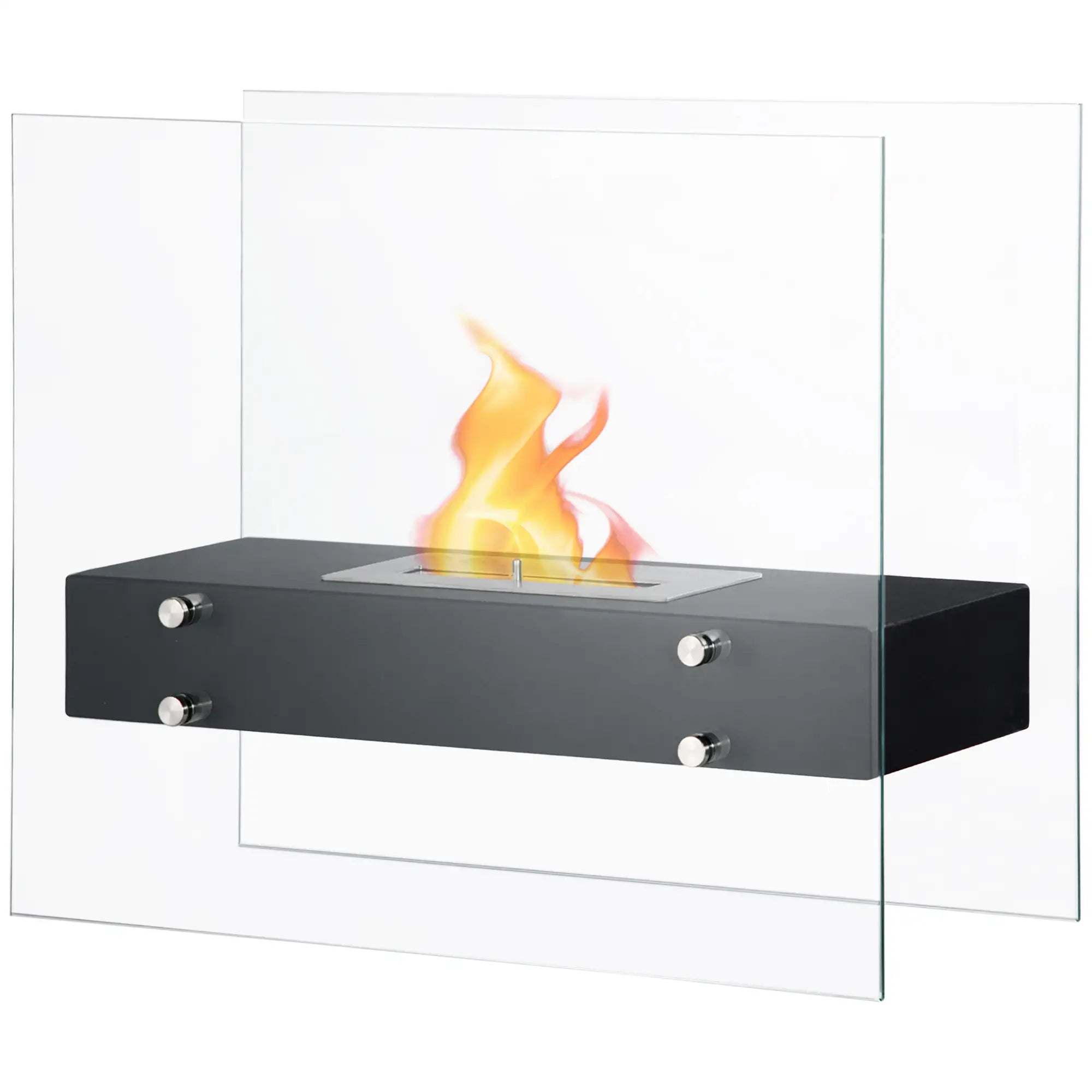 Lareira de Bioetanol 7000 BTU com Tanque de 1,5 L Tempo de Combustão 3H para Interiores 20-25 m² 60x26x50 cm Preto