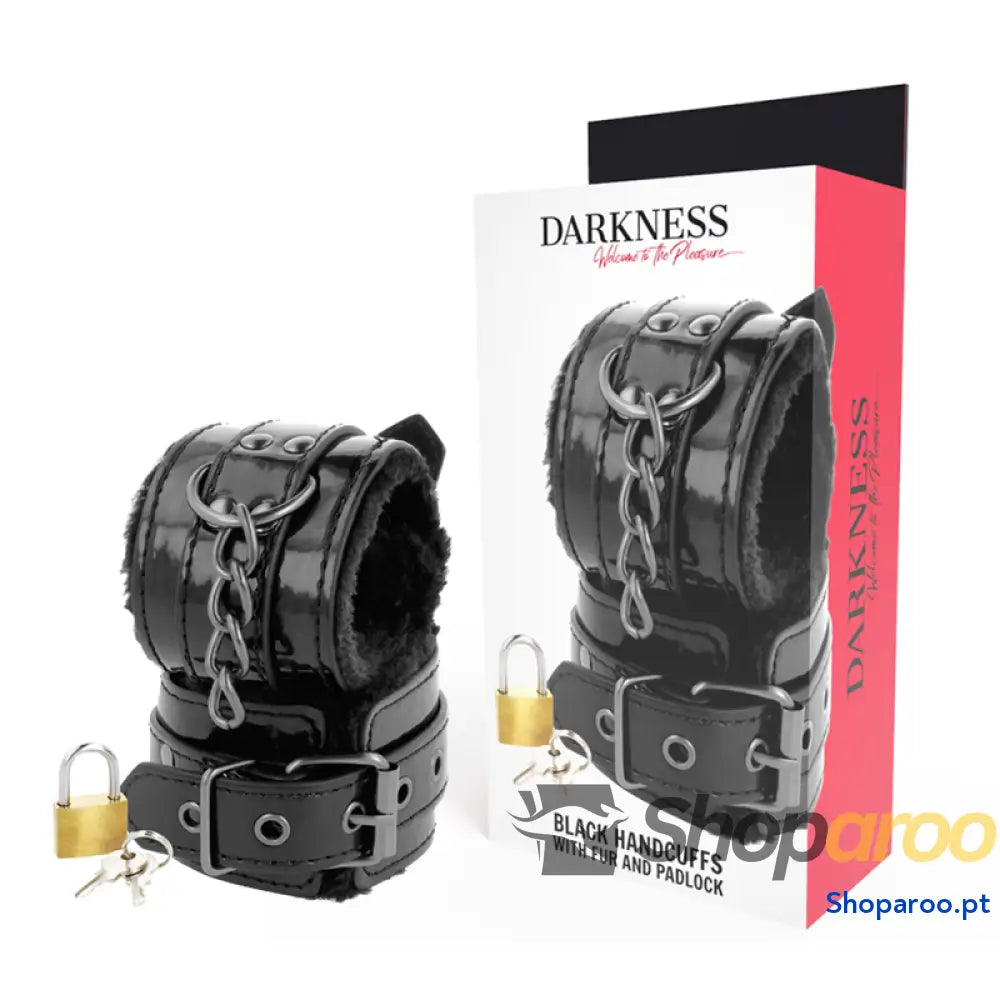 DARKNESS - ALGEMAS DE COURO AJUSTVEIS PRETAS COM CADEADO