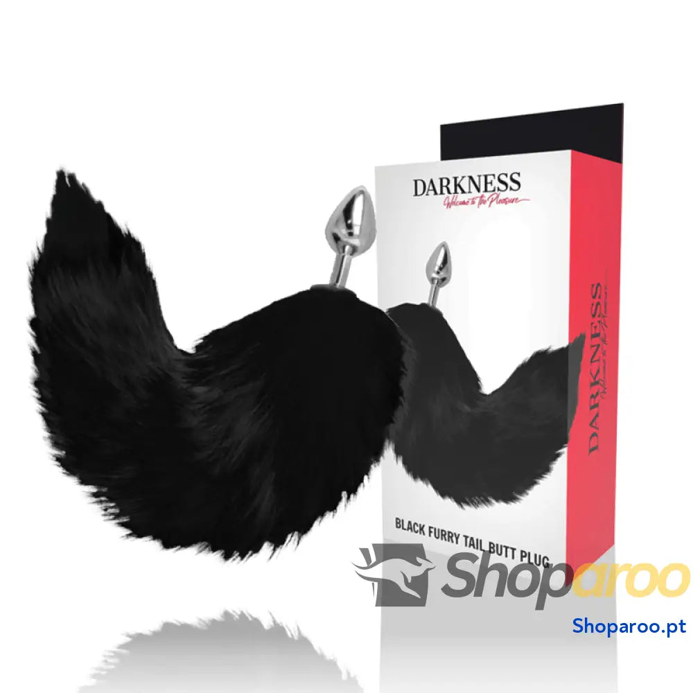 DARKNESS - PLUG ANAL PRATA 8 CM COM CAUDA PRETA