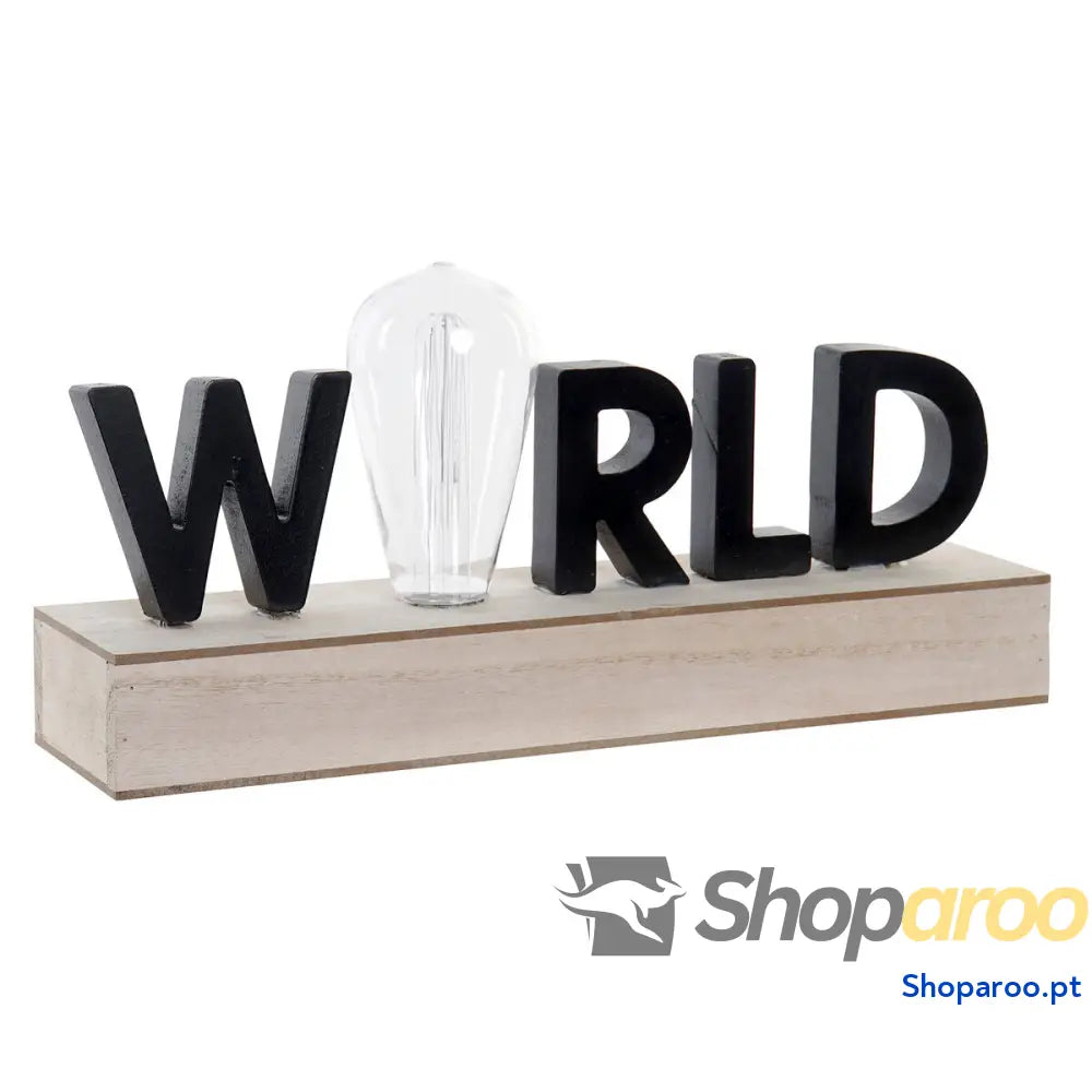 Decoração luminosa DKD Home Decor World Preto Metal Madeira MDF 30 x 40 cm 34 x 8 x 16 cm