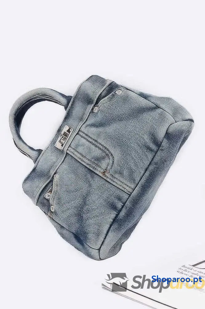 Bolsa tiracolo jeans em ganga macia com alça crossbody