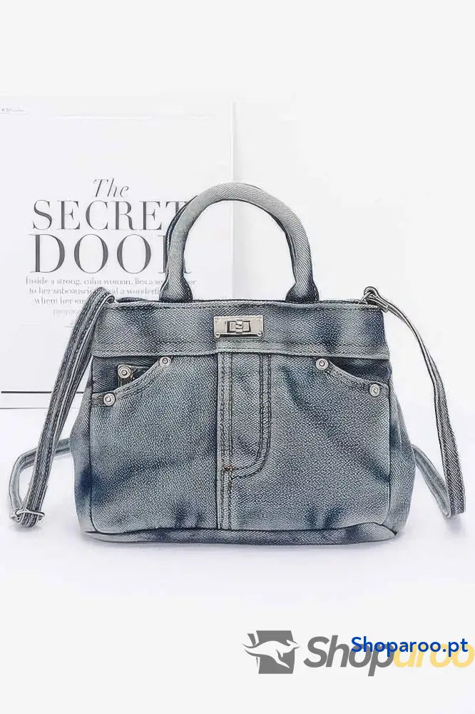Bolsa tiracolo jeans em ganga macia com alça crossbody