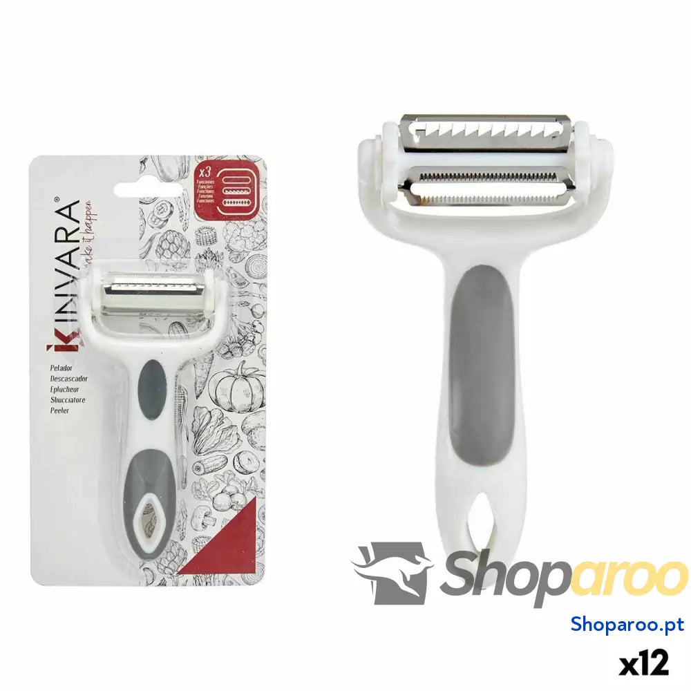 Descascador Kinvara CK51327 Branco Cinzento Aço inoxidável Polipropileno TPR 12 x 3 x 22 cm 3 em 1 (12 Unidades)