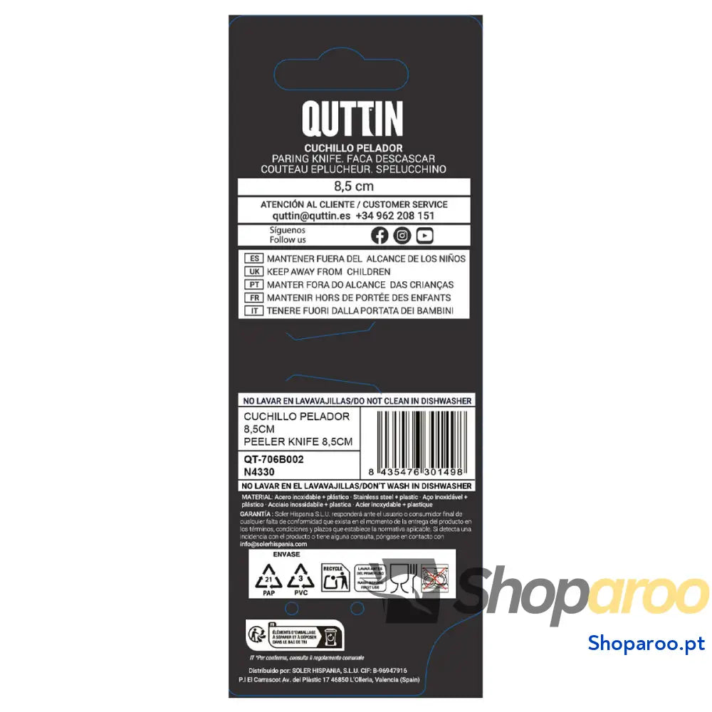 Descascador Quttin Laos Preto Prateado Aço inoxidável 8,5 cm (36 Unidades)