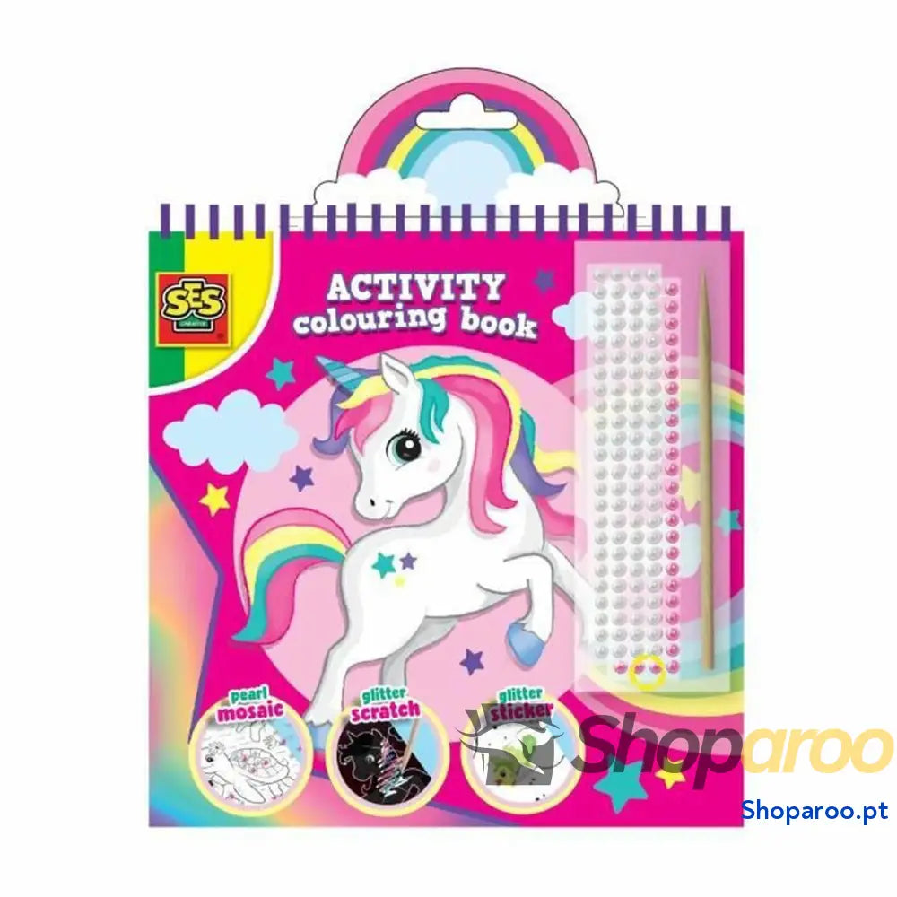Desenhos para pintar SES Creative Activity Colouring Book Conjunto de etiquetas Caderno 3 em 1