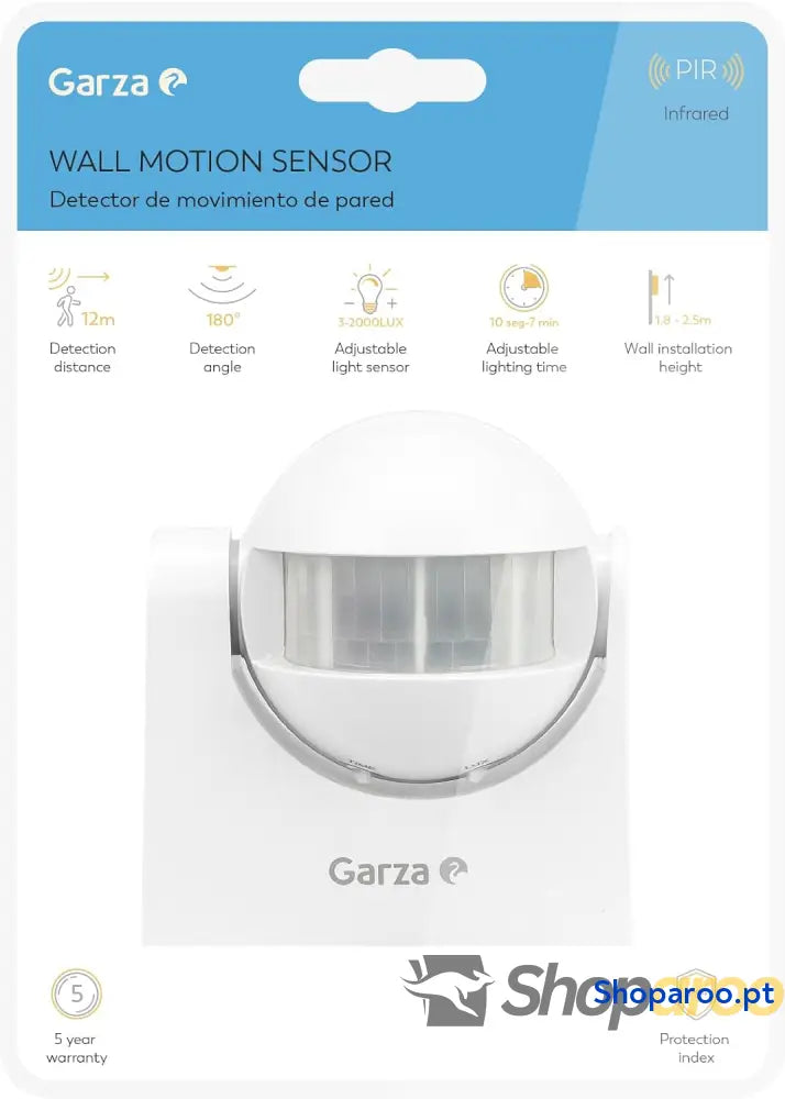Detector de movimento por infravermelhos orientável para interior e exterior proteção IP44 tempo luminosidade